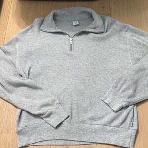 TNA Heather Gray Zip-Up Sweater